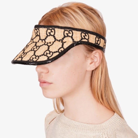 Gucci visor raffia tan and Black hat - Picture 1 of 6